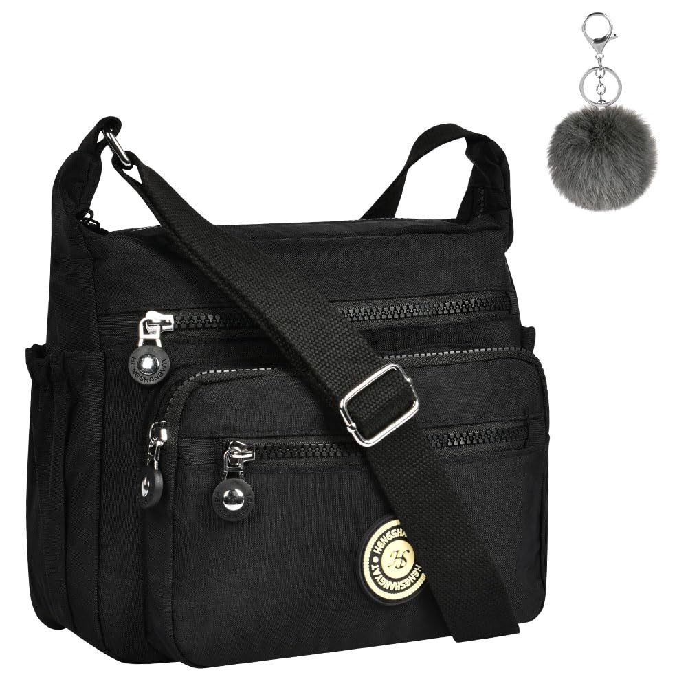 Aucuu Women's Multi-Pocket Casual Crossbody Bag, Multifunctional Travel Bag with Adjustable Shoulder Strap, Nylon Lightweight and Waterproof, for Shopping, Hiking, Everyday Use
