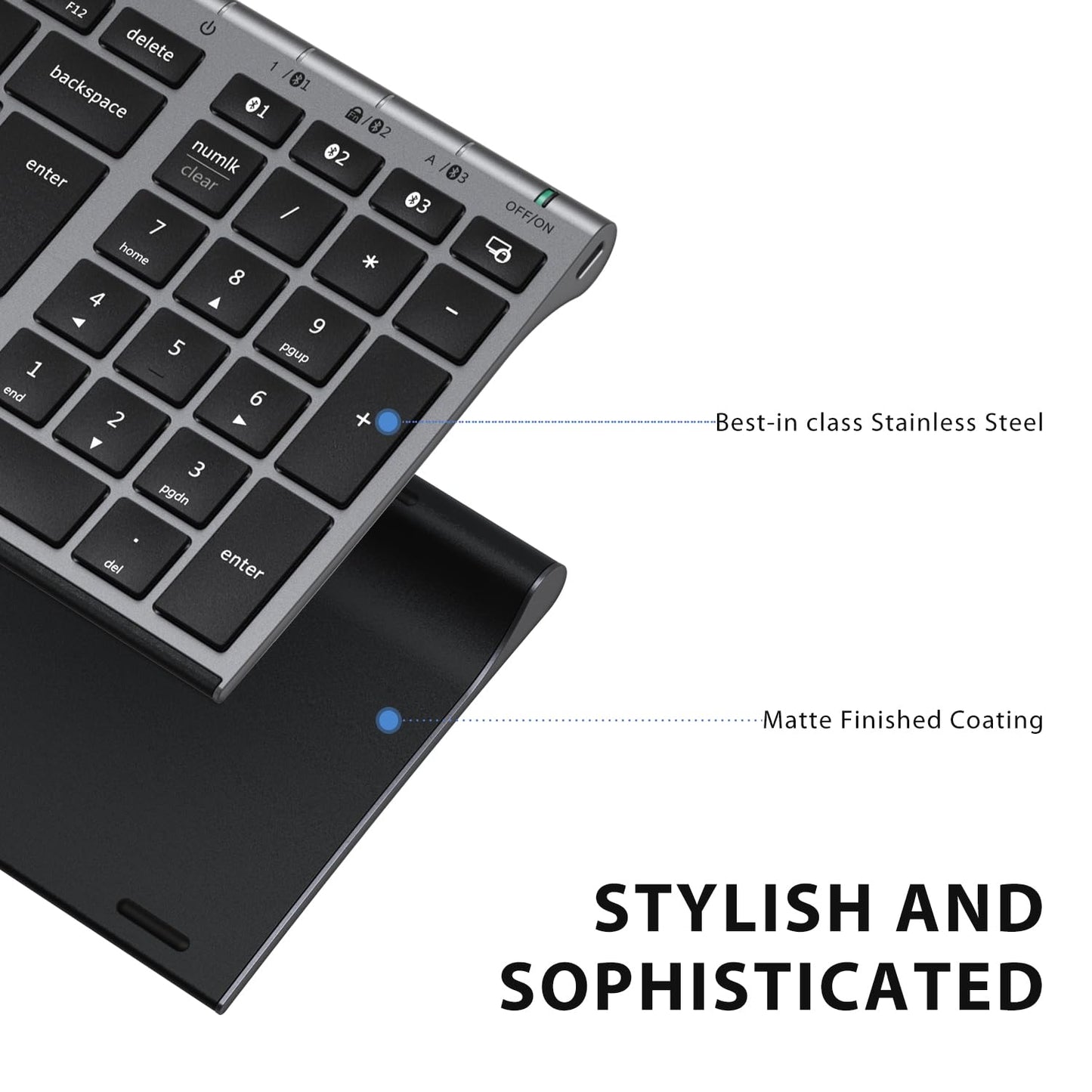iClever Wireless Keyboard, Bluetooth Keyboard Stable Connection to Multi Devices Rechargeable Slim for Mac, iPad, Android, Windows, QWERTY UK Layout -Black