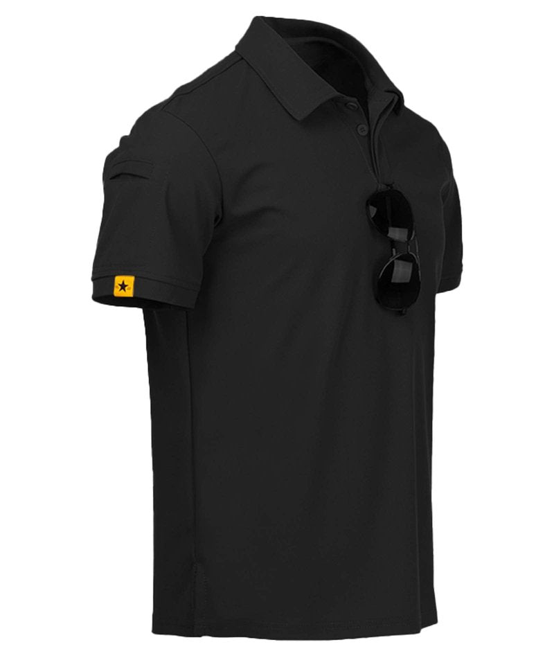 ZITY Mens Polo Shirt Short Sleeve Sports Tactical T-Shirt Athletic Golf Polos Daily Casual Stylish Collared Shirts for Men Black 5X-Large