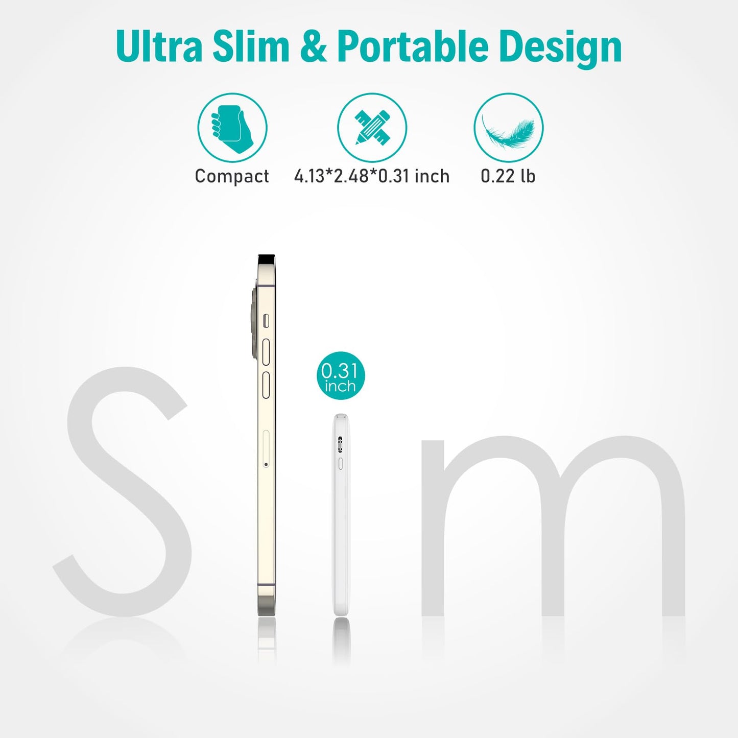 Slim Portable Charger with Built in USB C Cable,20W Fast Charging Power Bank,Small Mini Lightweight Phone Battery Pack 6000mAh,Ultra Thin Travel Essentials for iPhone 17 16 15 Series,Samsung,Android