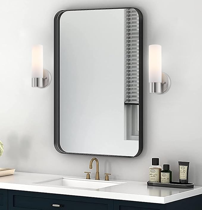 Kira Home Sol 10" Modern Wall Sconce with Frosted Glass Shade, for Bathroom/Vanity, Brushed Nickel Finish, 2-Pack