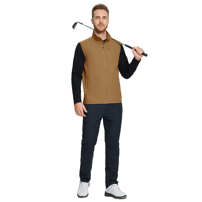 M MAELREG Golf Vest for Men Windproof Travel Zip Up Sleeveless Jacket Lightweight Softshell Mens Vests Outerwear