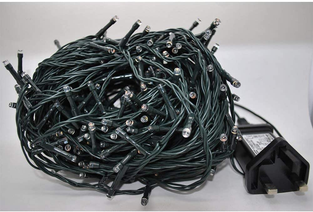 SHATCHI 1000 LEDs Fairy String Lights Cool White Indoor/Outdoor Christmas Tree/Home/Party/Wedding/Garden Decorations Green Cable 8 Modes Mains Powered Memory Auto Timer
