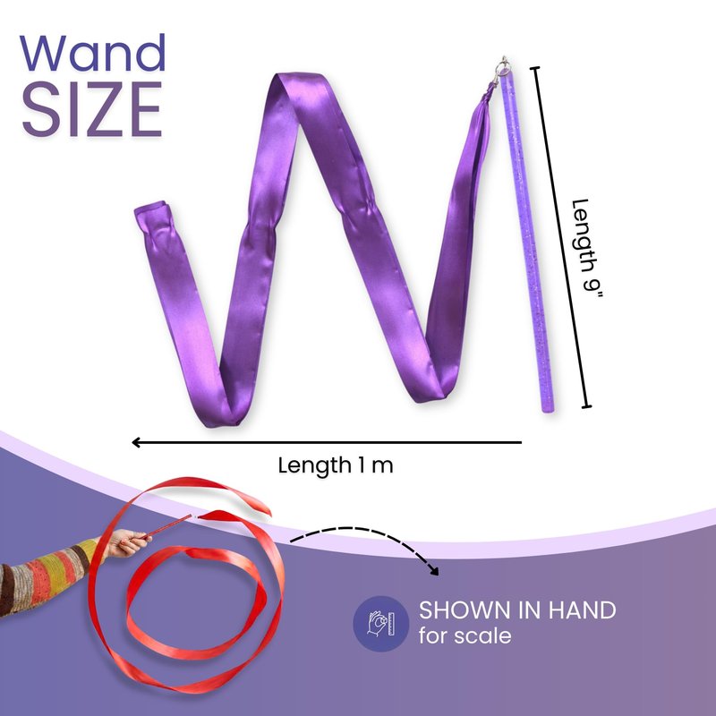 GSI Multicolor Sparkling Gymnastic Ribbon Wands [6 Pack] with 9 inch Stick and 1 Meter Ribbon for Gym, Training, Circus, Dance, Baton Twirling, Dancing Streamers (Pack of 6)