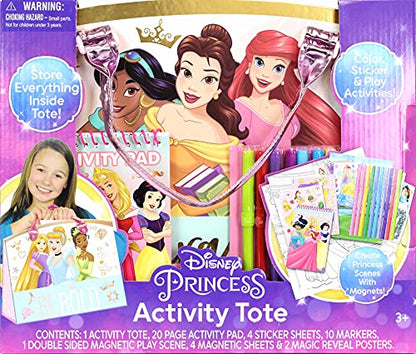 Disney Princess Activity Tote – Ultimate Princess Adventure Bag with Coloring Books, Stickers, Crayons & Games – Travel-Friendly Art Set for Girls Ages 3+ – Great Gift for Creative Play