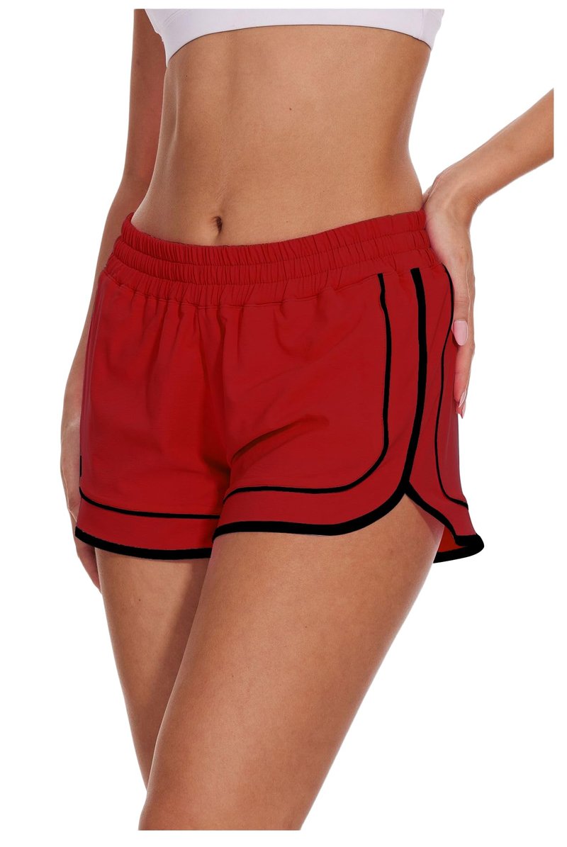 MEIVSO Womens Color Block Running Dolphin Shorts 3'' Quick Dry Workout Athletic Short with Zipper Pockets Liner Red XS