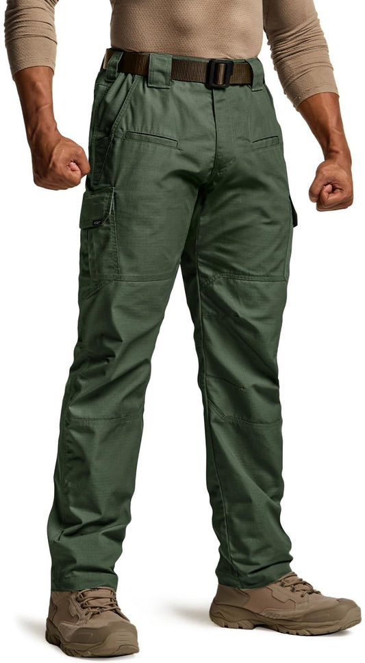 CQR Men's Tactical Pants, Water Resistant Ripstop Cargo Pants, Lightweight EDC Work Hiking Pants, Outdoor Apparel, Raider Green Kelp, 44W x 32L