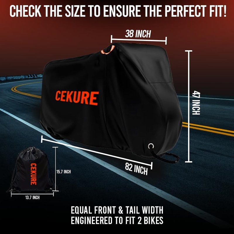 Cekure Bike Cover for 2-3 Bikes - 600D Bike Covers Outdoor Storage Waterproof & Heavy Duty, Bicycle Cover for 2 eBike, Mountain Bike, Road Bike, Hybrid Bike, Beach Cruiser Bike, Scooter and More