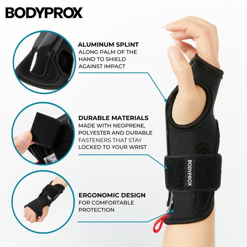 Bodyprox Wrist Guards (1 Pair) for Snowboarding, Skateboarding and Inline Skating, Sports Protection Wrist Guard (Large)
