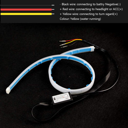 LEADTOPS LED Daytime Running light Turn Signal Bulb 24In Switchback Sequential Headlight DRL Strip Flexible Tube Dual Color White Amber/Yellow Angle Eye Neon for Car Motorcyle 2-Pack