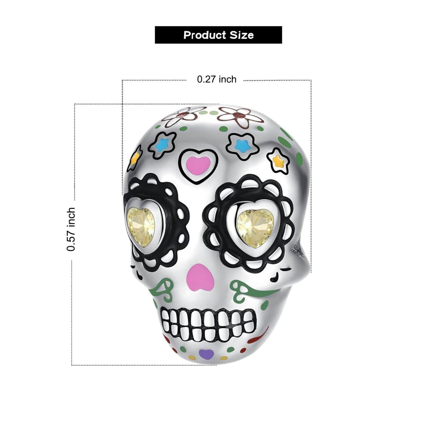 VALGACLS Colorful Skull Charm Halloween Charms for Bracelets Necklace 925 Sterling Silver Charms for Women