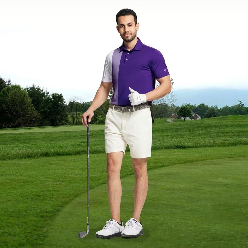 M MAELREG Golf Shirts for Men Dry Fit Casual Collared Lightweight Moisture Wicking Mens Polo Shirts Short Sleeve Purple