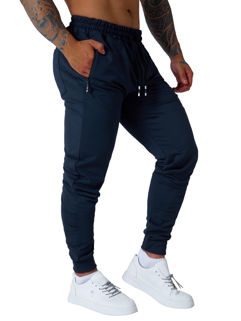 Punwet Mens Jogging Casual Pants Joggers Sweatpants Active Athletic Workout for Men Navy L