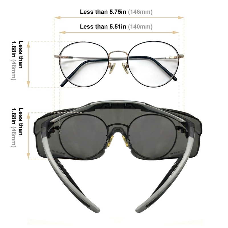 HTS HUNTERSKY 3906 ANSI Z87.1+ Anti Fog Lab Over Eyeglasses Safety Glasses Smoke Tinted Impact Resistant Lens Integrated Side Shields UV Protective OTG Goggles