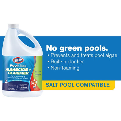Clorox® Pool&Spa™ Swimming Pool Algaecide and Clarifier, Prevents and Treats Pool Algae, Clears Water, 128 Fl Oz (Pack of 1)