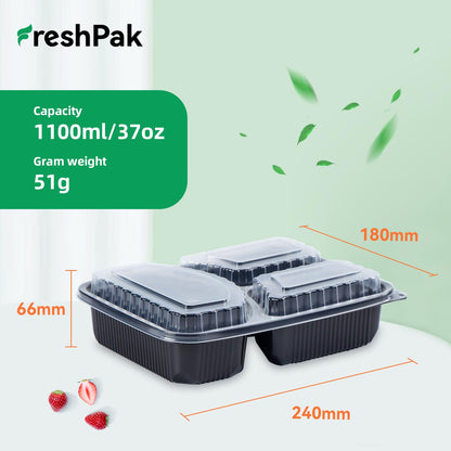FRESHPAK Meal Prep Container, 40-Pack Leakproof To Go Boxes with Lids 38oz BPA Free Microwave and Freezer Safe Reusable Plastic Bento Boxes Ideal for Portion Control and Food Storage