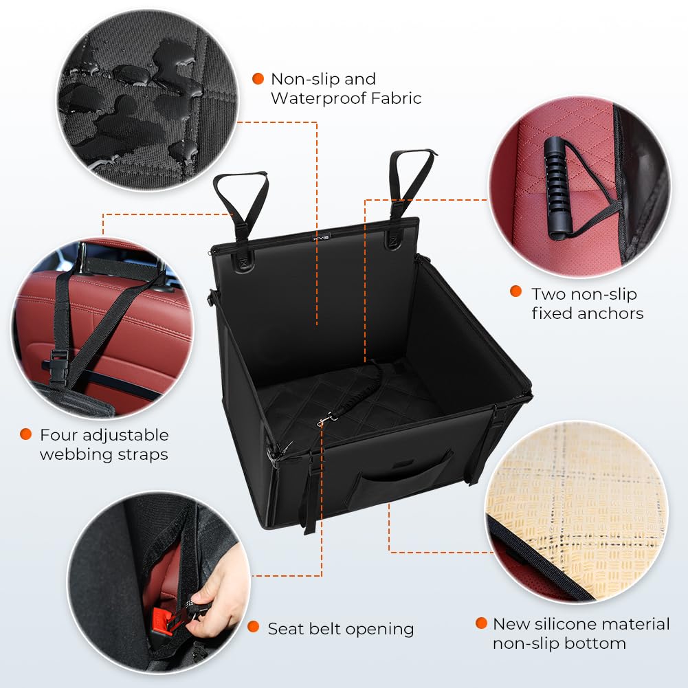 KYG Extra Stable Dog Car Seat Waterproof Dog Car Seat for Dogs Non-Slip Pet Car Seat Scratch Proof Car Seat for Dogs Large-with 4 Fastening Straps Dog Car Seat for Back Seat-up to 26 KG