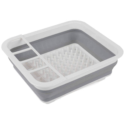 Beldray LA031051 Collapsible Dish Drainer - Plastic Sink Drying Rack With Cutlery Divider, Foldable For Compact Storage, Durable For Plates, Cups, Pots & Pans, Space Saving For Camping, Caravans