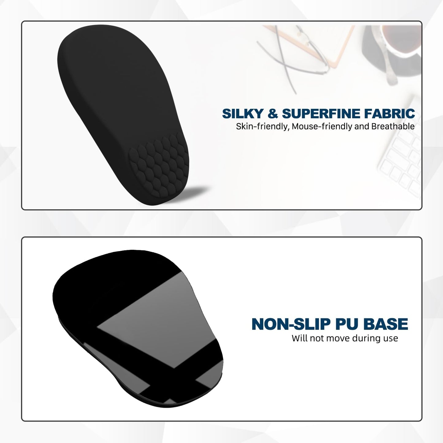 Hasinart Ergonomic Mouse Pad Wrist Rest with Massage Design, Space-Saving Mousepad Wrist Support, Memory Foam Wrist Rest with Non-Slip PU Base for Computer Desk, Black