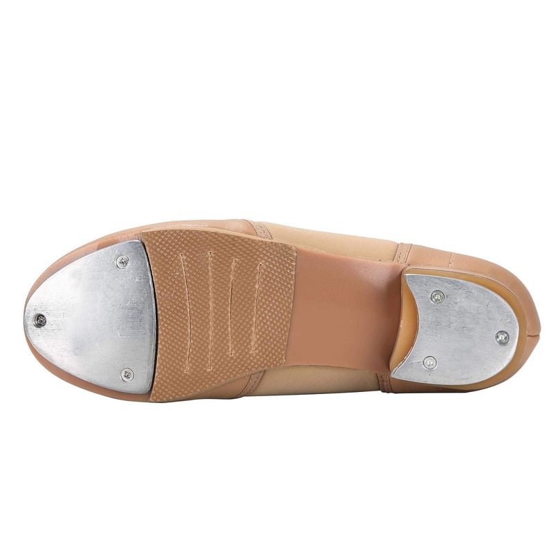 Linodes Upgraded Unisex PU Leather Slip On Tap Shoe Dance Shoes for Women and Men's Dance Shoes-Brown-5M