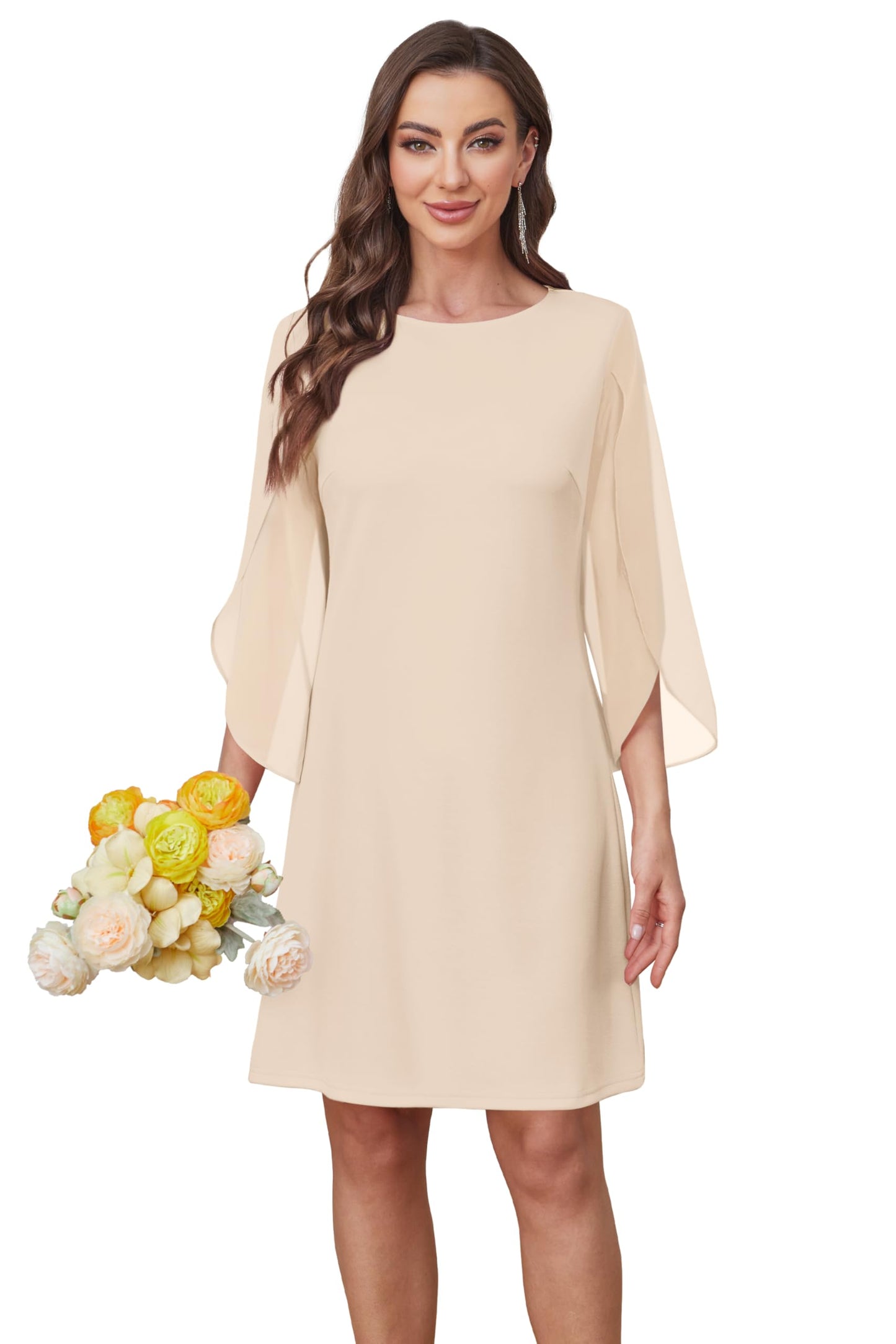 RUMIA Vestidos Casuales para Mujer 2025 Wedding Guest Dresses Cocktail Dresses Apricot M