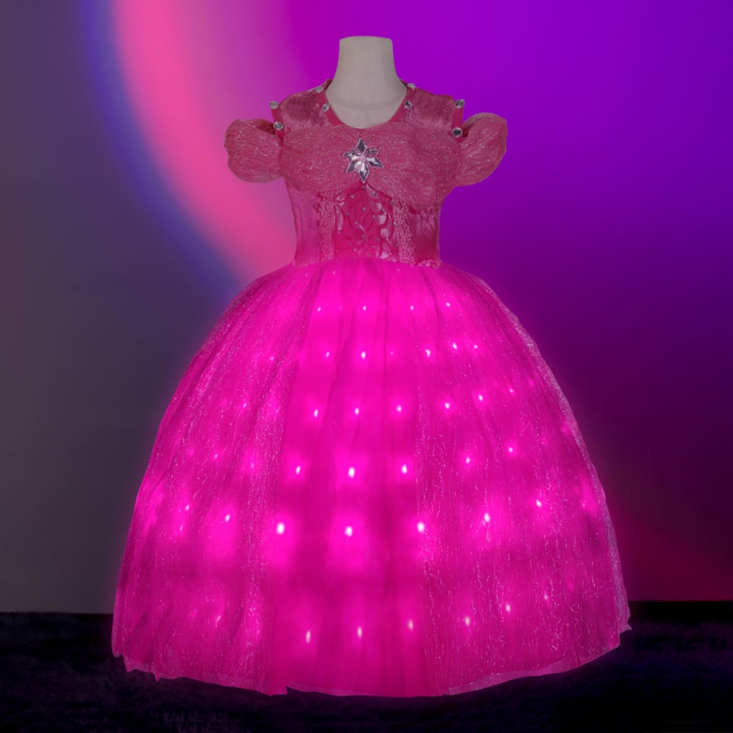 UPORPOR Light Up Pink Princess Dresses for Girls Halloween Costumes Dressing Up Clothes for Little Girl Kids Party Christmas, 140