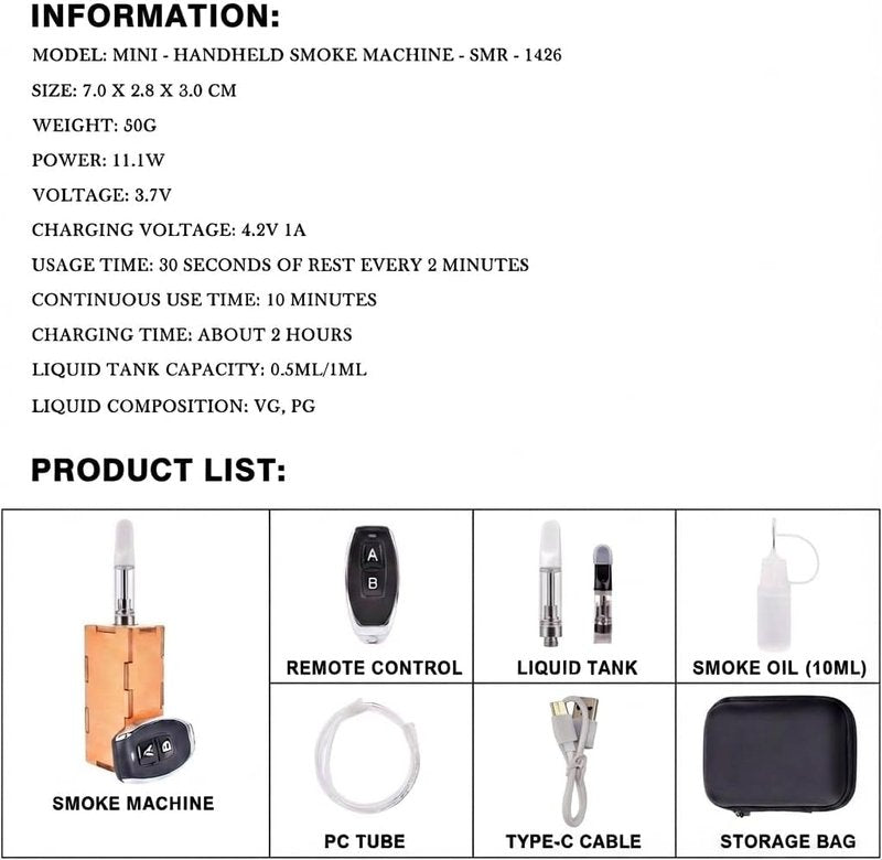 Mini Fog Machine - Handheld Smoke Machine for Cosplay, Photo Shoots & Parties | Stage Effects & Halloween