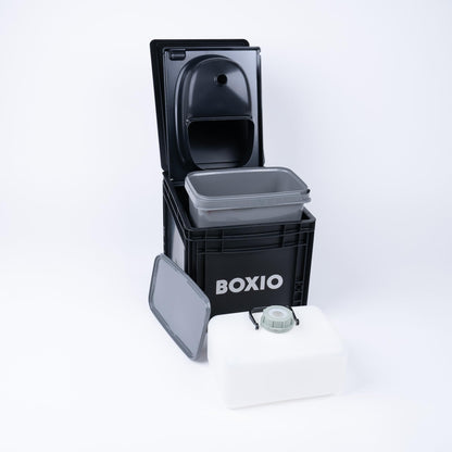 BOXIO TOILET PLUS: Starter-Set - Portable solution for car trips, boats, hunting or outdoor adventures. Europe's most-selling composting toilet. Compact size: 15.75" x 11.8" x 11"