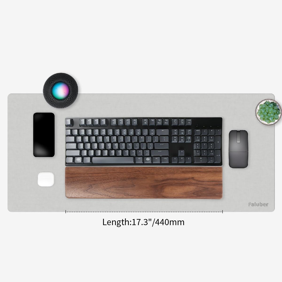 Faluber Wooden Wrist Rest, 17.3-inch Length and 20mm Thickness for Full-Sized Keyboard, Walnut Wood Palm Rest, Ergonomic Design for Mechanical Gaming Keyboard, Stain Resistant (Large, Walnut Wood)