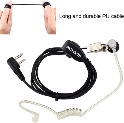 Retevis Walkie Talkie Headset, Acoustic Tube Radio Earpiece Compatible with Baofeng UV 5R 88E RT24 RT27 RT622 Two Way Radio, Security Headset，Suitable for Security and Event Scenarios (2 Pcs)