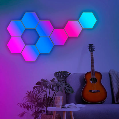 LED Hexagon Lights for Gaming Setup, Smart Home Gaming Wall Lights Work with Alexa Google Assistant, Voice, App & Remote Control, RGB-IC LED Light Panels Music Sync for Game Room Bedroom, 10 Pack