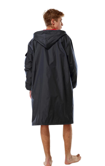Adoretex Unisex Swim Parka Water Resistant Warm Coat Water Sports Swim Parka for Adults & Kids-PK005-Black/Red-AXS