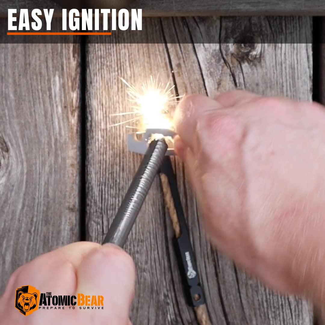 Fire Starter Wick for Campfires - Firewand Survival Tool Serves as a Waterproof Match - Easy to Light with Flint and Steel - Extinguish The Flame Inside The Wand's Tube- 39" Tinder Rope for Long Burn