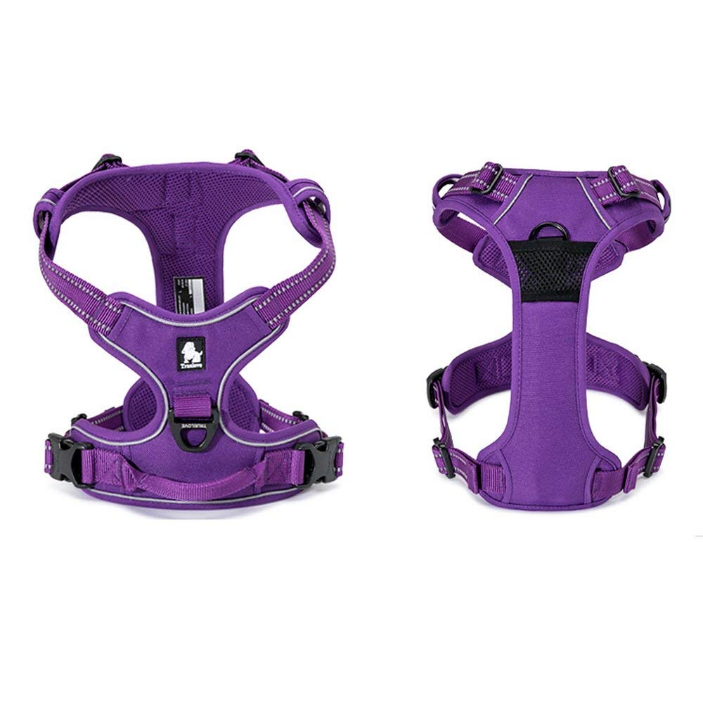TrueLove Dog Harness TLH5651 No-pull Reflective Stitching Ensure Night Visibility, Outdoor Adventure Big Dog Harness Perfect Match Puppy Vest Now Available (Purple,M)