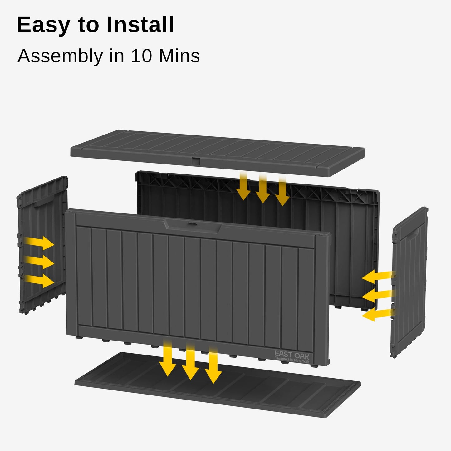 EAST OAK Outdoor Storage Box, 60 Gallon Deck Box Indoor and Outdoor Use, Black