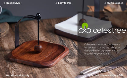 Celestree North American Black Walnut Napkin Holder Duty Solid Wood Tabletop Organizer Fits 5-7" Napkins Perfect for Table, Office, Restaurant, Home Decor Outdoor Use, Warm Gift Idea