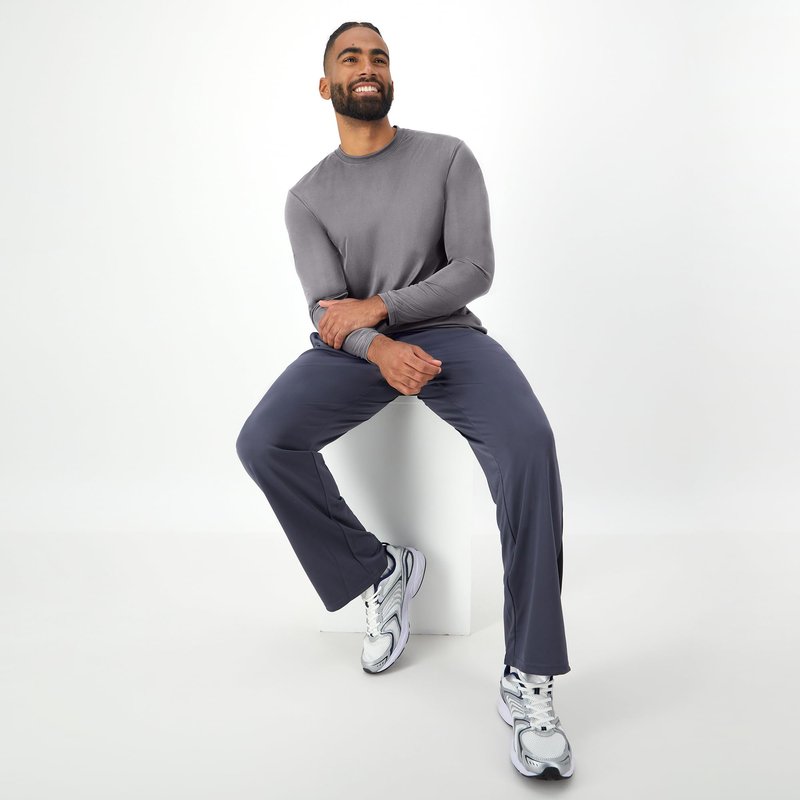 Hanes Men's Long Sleeve Cool DRI T-Shirt UPF 50+, Graphite, Large (Pack of 2)