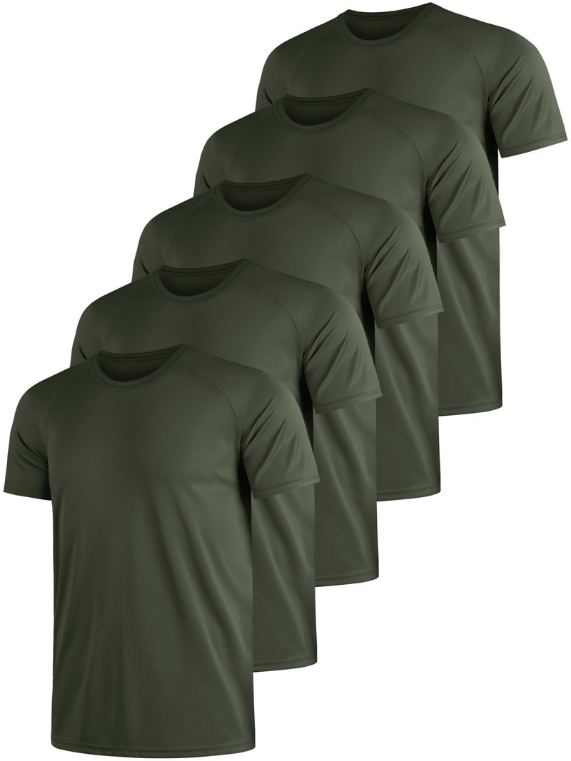 Quazia 3 Pack Men's Dry Fit Shirts, Moisture Wicking Tees, Mesh Breathable Athletic Workout Fitness Short Sleeve High Performance Stretchable Casual Gym Cooling Shirts for Men, XL