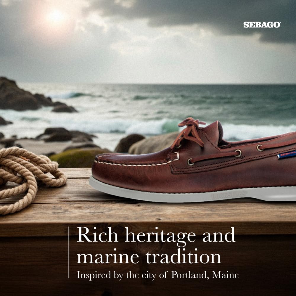 Sebago Men's Docksides Portland Waxed Boat Shoes, Brown (Brown-Gum), 9 UK (43.5 EU)