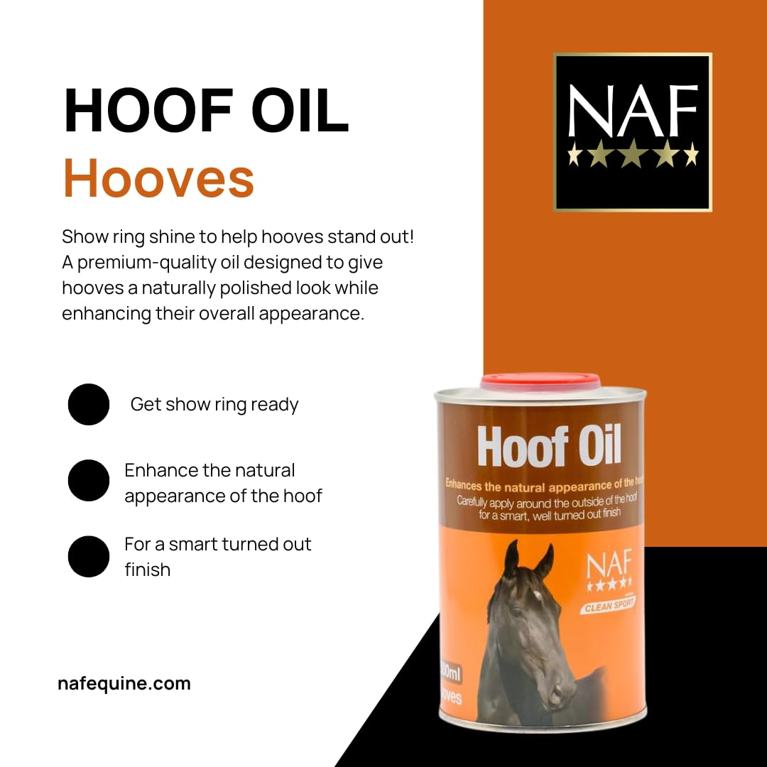 NAF Hoof Oil 500ml – Traditional Gloss Finish for Horse Hooves – Enhances Appearance & Maintains Hoof Health – Ideal for Daily Use & Show Preparation