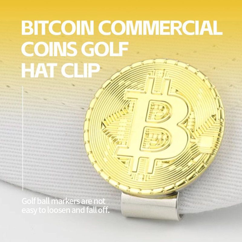 Scott Edward 2pcs Bitcoin Golf Ball Marker with Magnetic Hat Clip, Unique Golf Gift Ideas for Men and Women Golfer Golf Accessories Removable Attaches Easily to Golf Cap (Bitcoin & 2 Ball Markers)