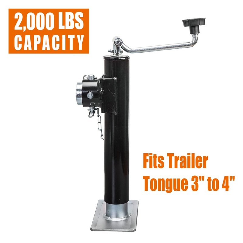 TCE ATR39003U-1 Torin Weld on Pipe Mount Swivel Trailer Jack: 2000 LBs Capacity, Black