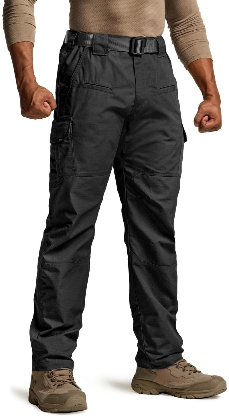 CQR Men's Tactical Pants, Water Resistant Ripstop Cargo Pants, Lightweight EDC Work Hiking Pants, Outdoor Apparel, Raider Black, 42W x 30L