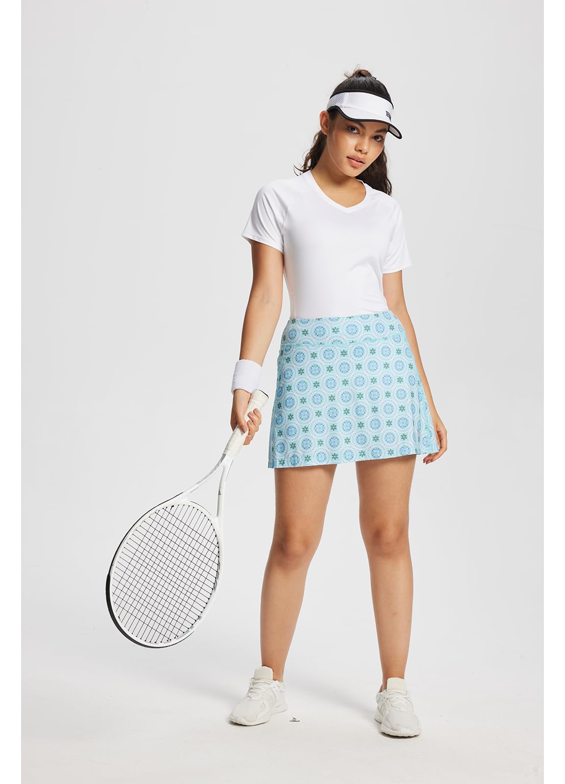 baleaf Women's Golf Skorts Tennis Skirts with Pockets Athletic Running Workout Sports Printed Green Flower XS