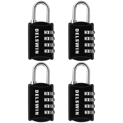 DELSWIN Small Combination Lock for Locker, 4-Digit Mini Combo Lock for Backpack and Luggage, Combination Padlock for School Gym Locker (Pack of 4)