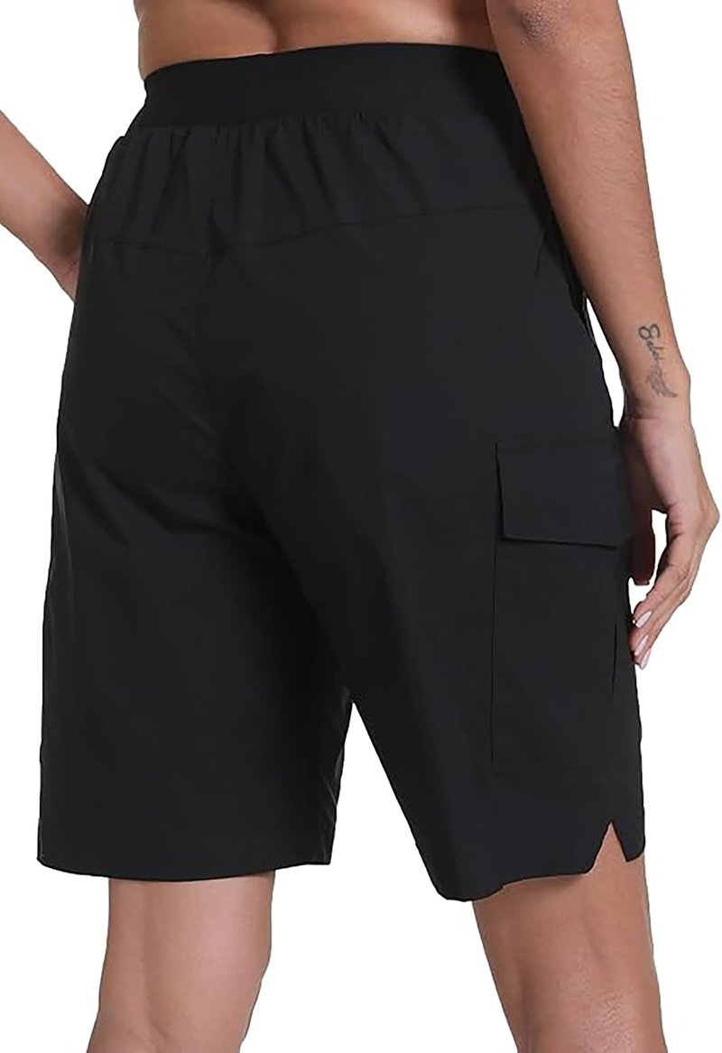 Rrosseyz Women's Hiking Cargo Shorts with Pockets Quick Dry Athletic Gym for Women Exercise Lounge(Black,L)