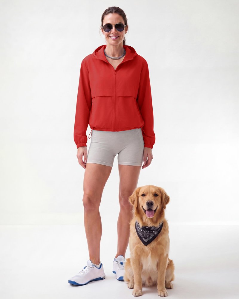 Locachy Women's Lightweight Athletic Workout Hoodie Long Sleeve Full Zip Gym Running Outdoor Jacket Red L