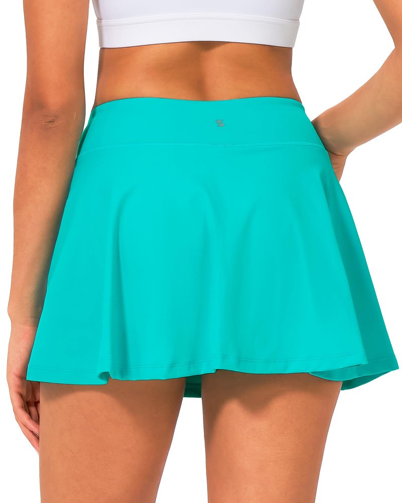Stelle Women Tennis Golf Skirts High Waisted with Pockets Inner Shorts for Athletic Skorts Sports Running Pickleball (TQ,XL) Turquoise