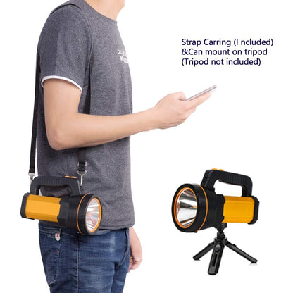 GEPROSMA Multi Functions Rechargeable Led Flashlight High Lumens,Powerful Handheld Spotlight Super Bright Long Range 800yd/Large Battery/Side Lantern,High Powered Searchlight,Home Outdoor