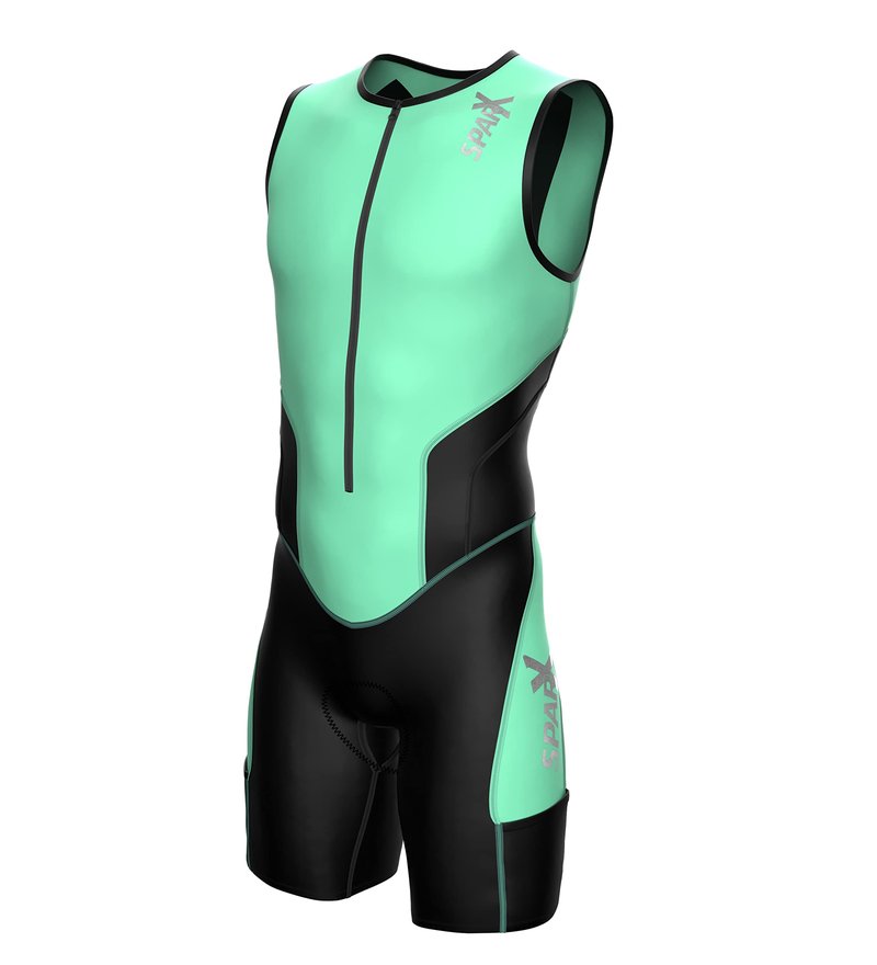 Sparx X Triathlon Suit Men Racing Tri Cycling Skin Suit Bike Swim Run (Medium, Mint_Elite)